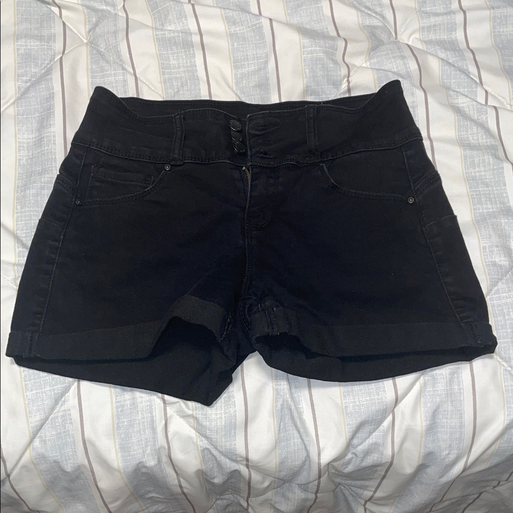 Women's Black Stretchy Denim Shorts